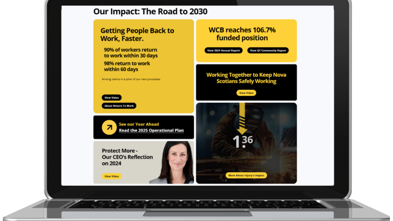 A webpage open on a laptop displaying the elements of Accountability website.